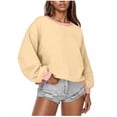 thumbnail image 1 of WRKEKC Sweatshirts for Women Casual Solid Color Loose Fit Long Sleeve Pullover No Hood Top Fall and Winter Trendy Daily Wear Outerwear, 1 of 5