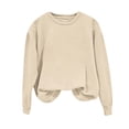 thumbnail image 1 of WRKEKC Sweatshirts for Women Solid Color Loose Fit Long Sleeve Hoodless Sweatshirt Casual Regular Sleeves Fall Winter Top, 1 of 5