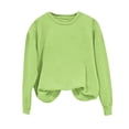thumbnail image 1 of WRKEKC Sweatshirts for Women Solid Color Loose Fit Long Sleeve Hoodless Sweatshirt Casual Regular Sleeves Fall Winter Top, 1 of 5
