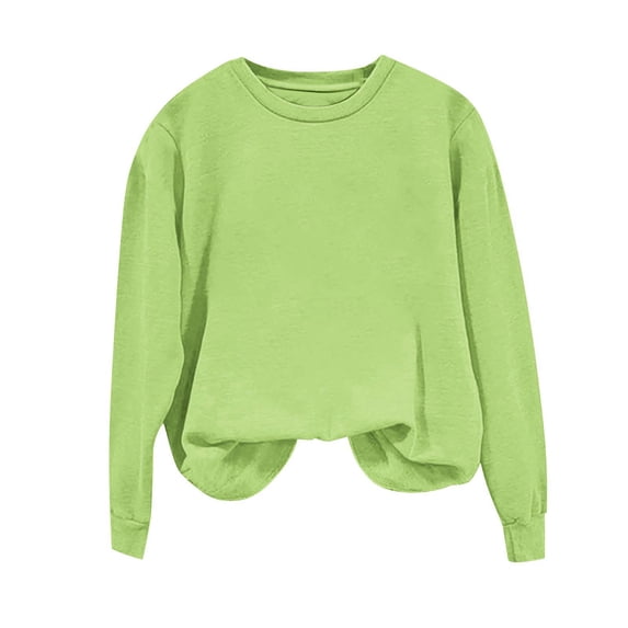 WRKEKC Sweatshirts for Women Solid Color Loose Fit Long Sleeve Hoodless Sweatshirt Casual Regular Sleeves Fall Winter Top