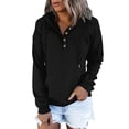 thumbnail image 1 of WRKEKC Sweatshirts for Women Textured Knit Hooded Button Down Sweatshirt Long Sleeve Fall and Winter Casual Athletic Top, 1 of 5