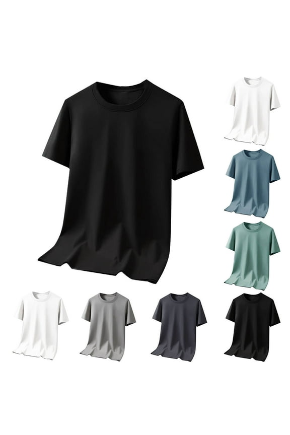 Men's Casual Shirts Breathable Athletic Solid Color 3/4 Sleeve Short Sleeve Crew Neck Fashion Comfortable Lightweight Top Shirt