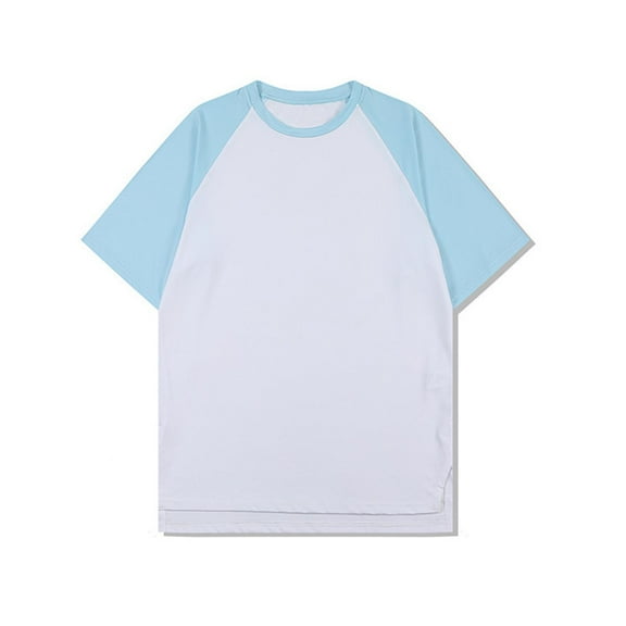 WRKEKC T-Shirts for Men Patchwork Solid Color Athletic Stretch Quick Dry Short Sleeve Round Neck Top Casual Shirt for Active Style