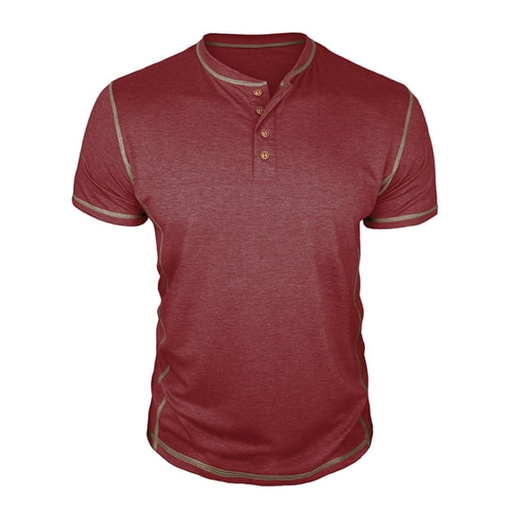 WRKEKC T-Shirts for Men Pullover Solid Color Color Block Button Up Short Sleeve T Shirt Top Casual Shirt Stylish Comfortable Fit