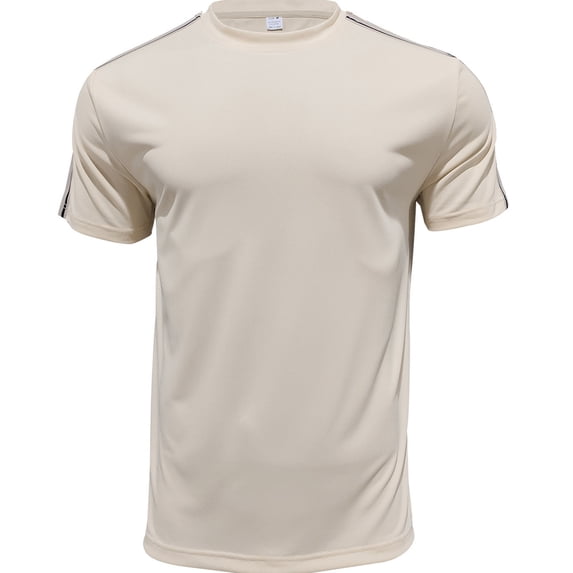 WRKEKC T-Shirts for Men Round Neck Side Stripe T Shirt Comfortable Casual Athletic Wear Lightweight Breathable Fabric for Daily Use