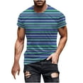 thumbnail image 1 of WRKEKC T-Shirts for Men Stripe Print Round Neck Short Sleeve Top T Shirt Comfortable Casual Wear Lightweight Breathable Fabric, 1 of 5