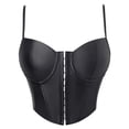 thumbnail image 1 of WRKEKC Tank Top for Women Faux Leather Solid Color Steel Bone Front Buckle Back Lace Bustier Slim Fit Party Tank, 1 of 9