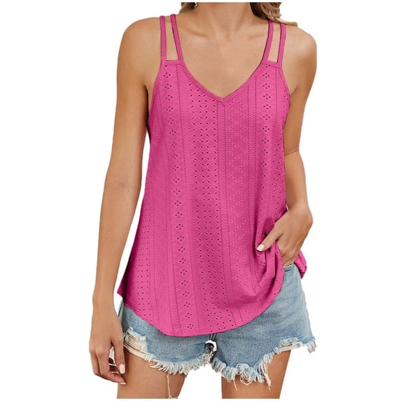 WRKEKC Tank Top for Women Solid Color Sleeveless Tank V-Neck Top with Comfortable Fabric Casual Summer Wear