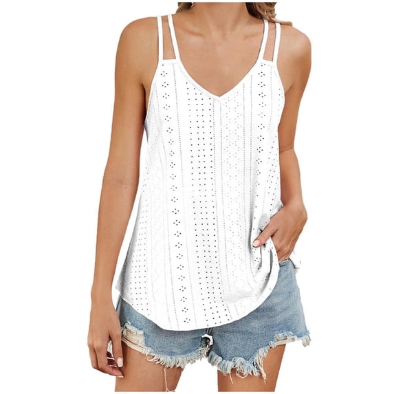 WRKEKC Tank Top for Women Solid Color Sleeveless Tank V-Neck Top with Comfortable Fabric Casual Summer Wear