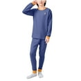 thumbnail image 1 of WRKEKC Thermal Underwear Girls Boys Solid Color Long Sleeve Crew Neck Warm Top and Pants 2 Piece Sleepwear Set with Wool and Silk Lining for Kids 2 - 18 Years, 1 of 6