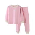 thumbnail image 1 of WRKEKC Thermal Underwear Girls Color Block Crew Neck Raglan Long Sleeve Slim Pant Two Piece Cotton Base Layer Set 9-16 Years, 1 of 6
