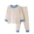 thumbnail image 1 of WRKEKC Thermal Underwear Girls Color Block Crew Neck Raglan Long Sleeve Slim Pant Two Piece Cotton Base Layer Set 9-16 Years, 1 of 6