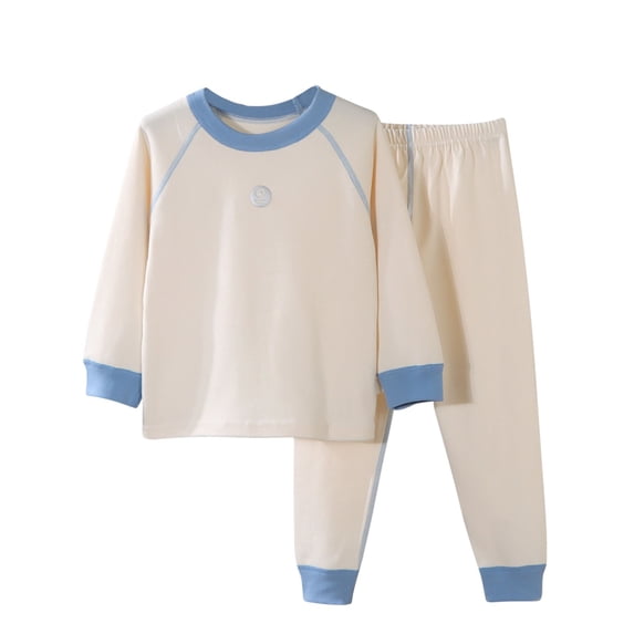 WRKEKC Thermal Underwear Girls Color Block Crew Neck Raglan Long Sleeve Slim Pant Two Piece Cotton Base Layer Set 9-16 Years
