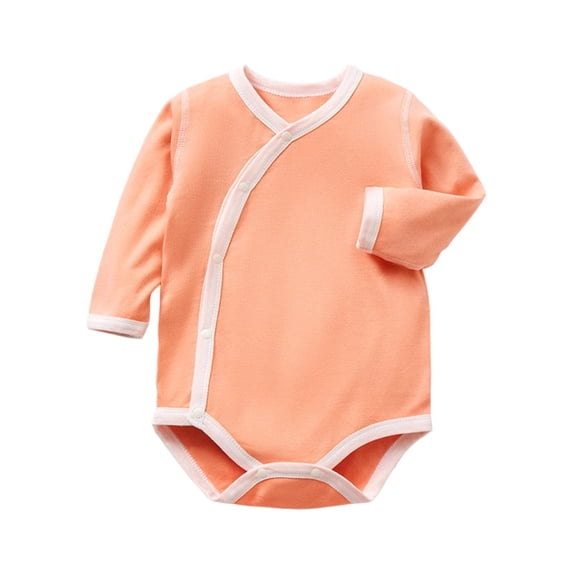 WRKEKC Toddler Bodysuit Pure Cotton Solid Color Long Sleeve Full Length Romper Lightweight Spring Fall Loungewear for 1 Month-2 Years