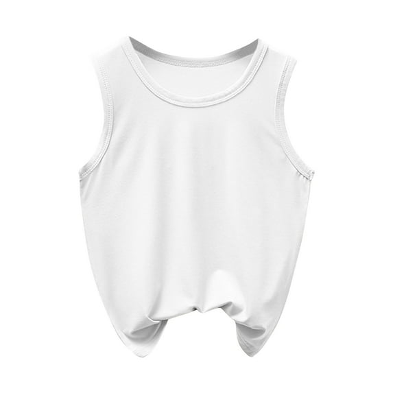 WRKEKC Toddler Girls Summer Tank Tops, Casual Tank for Girls, Children's Solid Color Round Neck Summer Casual Comfortable Base Tank Tops