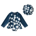 thumbnail image 1 of WRKEKC Toddler Swimsuit Girl 2 Piece Set Floral Print Zip Front One Piece with Swim Cap Sun Protection 6 Months-3 Years, 1 of 7