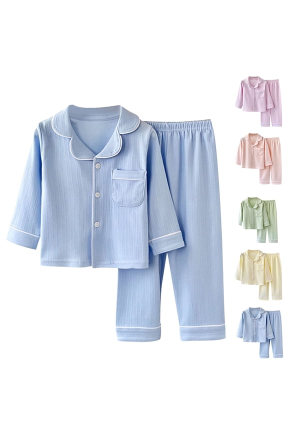 Tween Winter Combed Cotton Pajamas Set 2-Piece Peach Print Button-Down Collar Top and Pants Sleepwear 3-16 Years