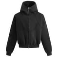 thumbnail image 1 of WRKEKC Unisex Hoodies for Men Solid Color Loose Fitting Full Zip Cropped Hooded Sweatshirt for Fall Winter Casual Daily Looks, 1 of 3
