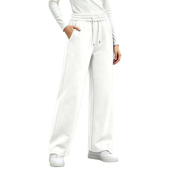 WRKEKC Wide Leg Sweatpants for Women Elastic Waistband Loose Fit Casual Athletic Trousers Soft Comfortable Bottoms with Pockets for Workout and Daily Outfits