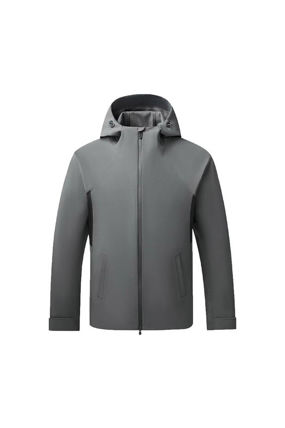 Windbreaker Jackets for Men Hooded Long Sleeve Zip-Up Outerwear With Contrast Panels for Outdoor and Travel Activities