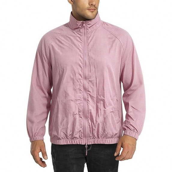 WRKEKC Windbreaker Jackets for Men Lightweight Quick Dry Breathable Sun-Proof Coat for Daily Jogging Outdoor Sports Use