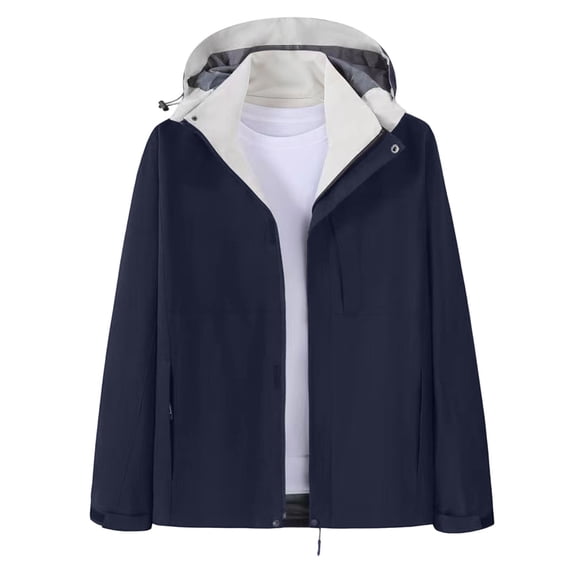 WRKEKC Windbreaker Jackets for Women Solid Color Hooded Long Sleeve Zip Up Waterproof Windproof Hiking Jacket with Pockets