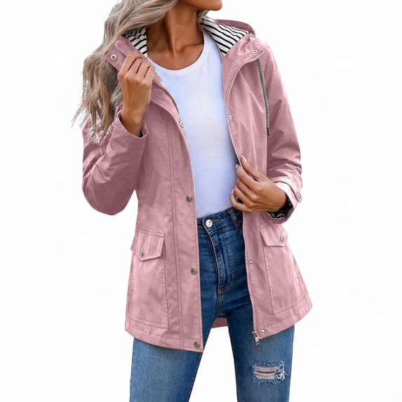 WRKEKC Windbreaker Jackets for Women Waterproof Sun Protection Long Sleeve Zip Up Hooded Outdoor Sports Coat