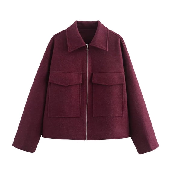 WRKEKC Winter Coats for Women Notched Lapel Button Front Long Sleeve Wool Blend Mid Length Coat with Pockets