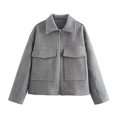 thumbnail image 1 of WRKEKC Winter Coats for Women Notched Lapel Button Front Long Sleeve Wool Blend Mid Length Coat with Pockets, 1 of 8