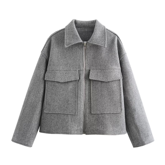WRKEKC Winter Coats for Women Notched Lapel Button Front Long Sleeve Wool Blend Mid Length Coat with Pockets