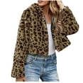 thumbnail image 1 of WRKEKC Winter Coats for Women Winter Long Sleeve Leopard Print Hooded Collar Faux Fur Coat Warm Outerwear for Cold Days and Stylish Looks, 1 of 5