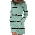 thumbnail image 1 of WRKEKC Winter Dresses for Women Print Round Neck Long Sleeve Sweatshirt Dress with Side Pockets Knee Length, 1 of 5