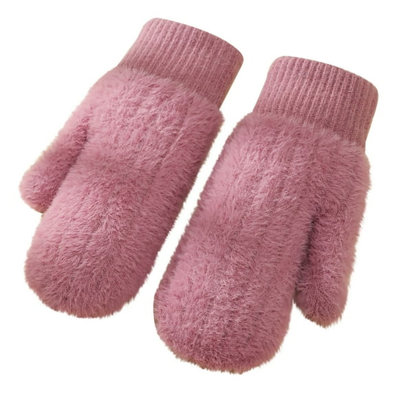 WRKEKC Winter Gloves Unisex Fuzzy Knitted Full Finger Fleece Lined Gloves for Men and Women Outdoor Windproof Warm Thick Adult Mitten Wear