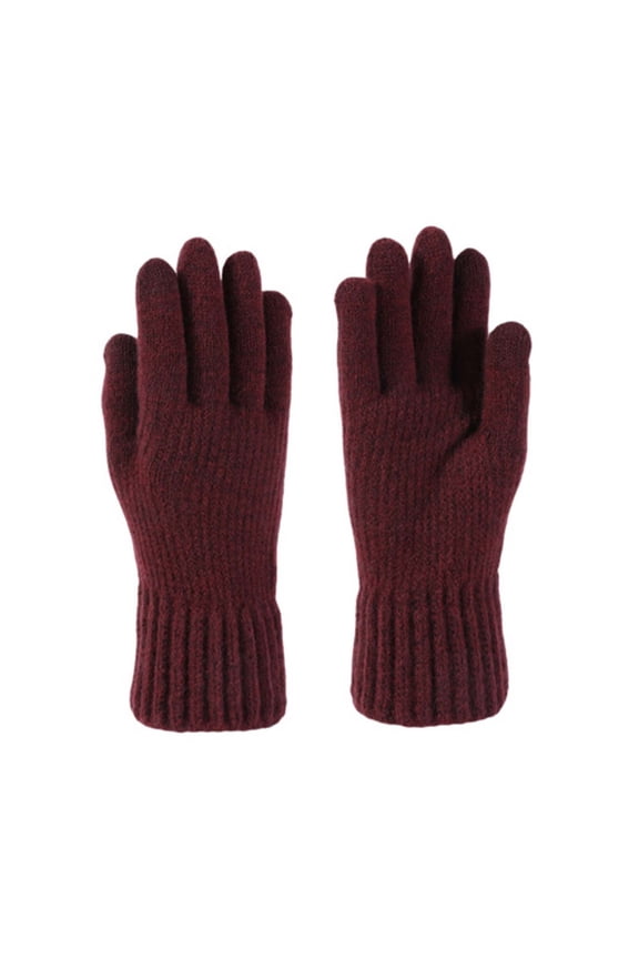 Winter Gloves Unisex Solid Color Fleece Lined Thick Knitted Wool Gloves for Men and Women Winter Warm Wear