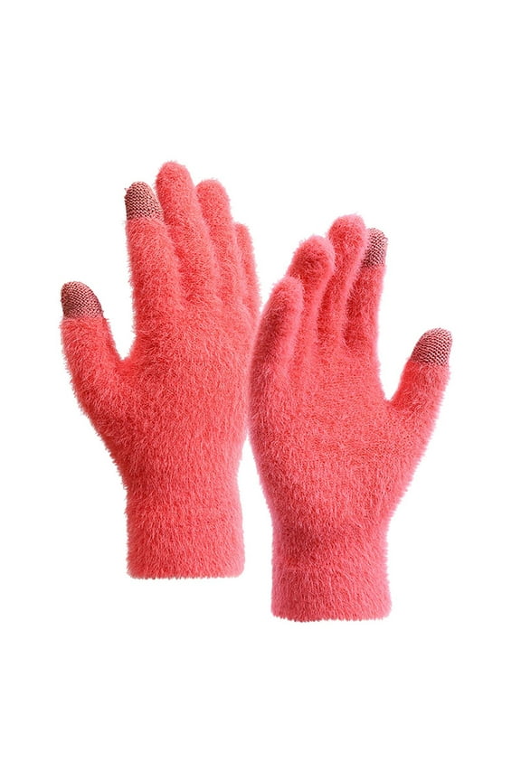 Winter Gloves Women Faux Mink Fur Lined Thick Cold Proof Touchscreen Gloves for Winter Unisex Daily Warmth