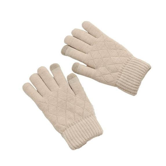 WRKEKC Winter Gloves for Women Solid Color Knitted Touchscreen Cold Proof Warm Gloves for Women Casual Daily Wear