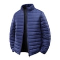 thumbnail image 1 of WRKEKC Winter Jackets for Men Solid Color Quilted Stand Collar Zipper Pocket Cotton Jacket Long Sleeve Casual Outerwear, 1 of 4