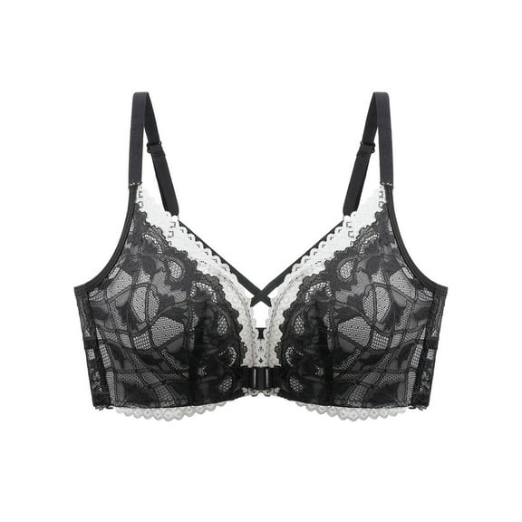 WRKEKC Wireless Bras for Women Solid Color Front Closure Push Up Sports Back Lace Everyday Bra for Daily Wear