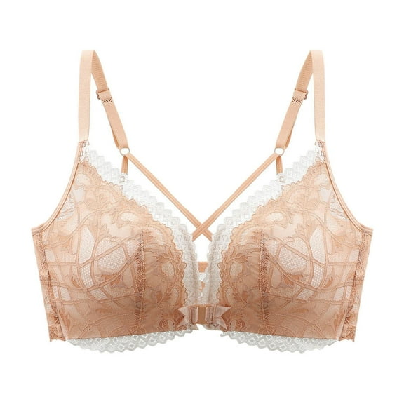 WRKEKC Wireless Bras for Women Solid Color Front Closure Push Up Sports Back Lace Everyday Bra for Daily Wear