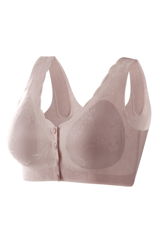 Wireless Bras for Women Solid Color Seamless Front Closure Lace Trim Push Up Sports Back Everyday Bra for Use