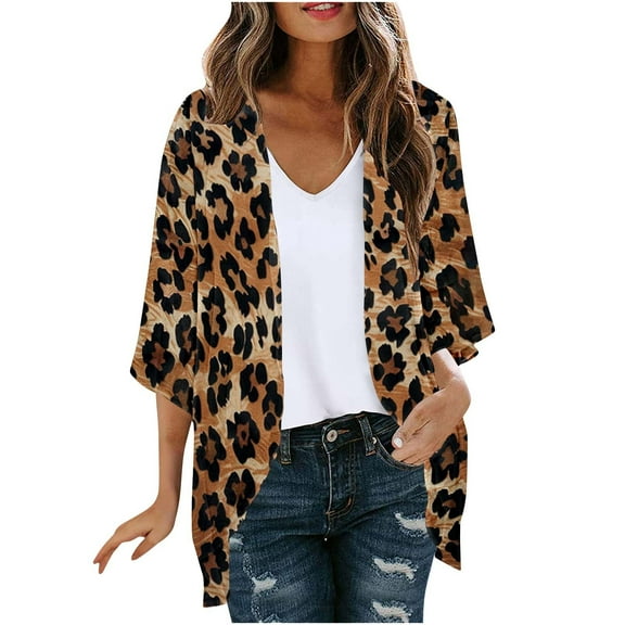 WRKEKC Women's Retro Printed Open Front Cardigan Boho Style Printed Casual Top for Women Spring Fall Trendy Versatile Daily Wear Outfits