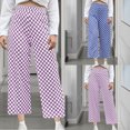 thumbnail image 1 of WRKEKC Women's Check Print Wide Leg Capri Pants Casual Ankle Length Elastic Waist for Summer & Street Style, 1 of 7
