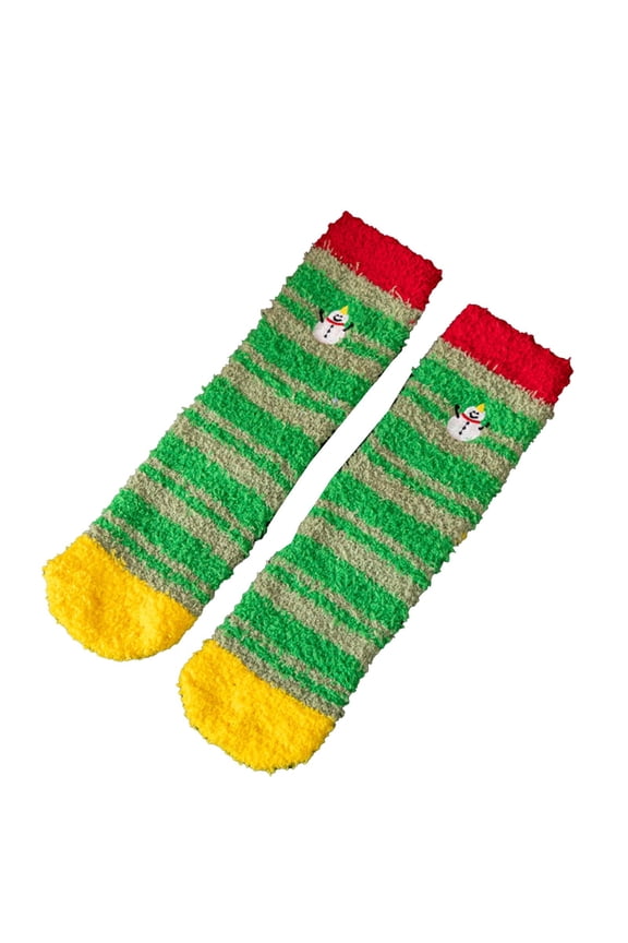 Women's Christmas Warm Socks Argyle Pattern Coral Fleece Thickened Home Floor Socks Perfect for Holiday Gifts and Winter Wear