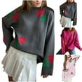 thumbnail image 1 of WRKEKC Women's Colorful Rose Knit Pullover Sweater Crewneck Long Sleeve Fall Winter Casual Loose Fit Floral Design Unique Womens Sweater, 1 of 5
