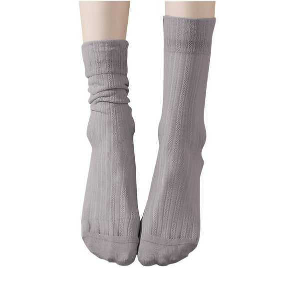 WRKEKC Women's Crew Socks Solid Color Ultra Thin Ice Silk Slouchy Socks Sweat Wicking Mid Calf Socks for Daily Casual and Sports