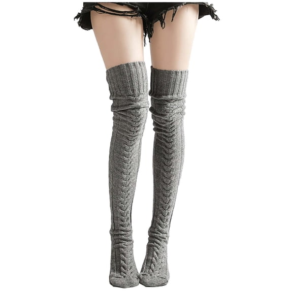 WRKEKC Women's Knee High Slouchy Socks Warm Knitted Pattern Over The Knee Socks for Winter Fall Cozy Comfort and Styling