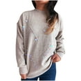 thumbnail image 1 of WRKEKC Women's Long Sleeve Crewneck Sequin Knit Pullover Sweater Casual Sparkle Plain Loose Fit Tops Glamorous Sweaters for Women, 1 of 6