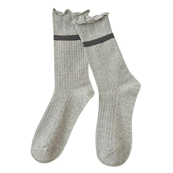 WRKEKC Women's Ruffle Crew Socks Comfortable Trendy Versatile Long Socks Multiple Colors for Daily Casual and Fashion Wear