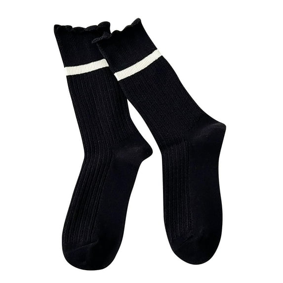 WRKEKC Women's Ruffle Crew Socks Comfortable Trendy Versatile Long Socks Multiple Colors for Daily Casual and Fashion Wear