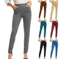 thumbnail image 1 of WRKEKC Women's Solid Color Professional Dress Pants Straight Fit Work Trousers Stretch Comfort Waist with Tapered Hem for Corporate Office, 1 of 9
